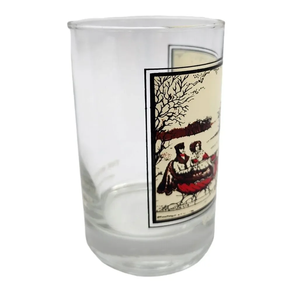 Vintage 1981 Arby’s Currier & Ives Glass #1 The Road in Winter Holiday Sleigh